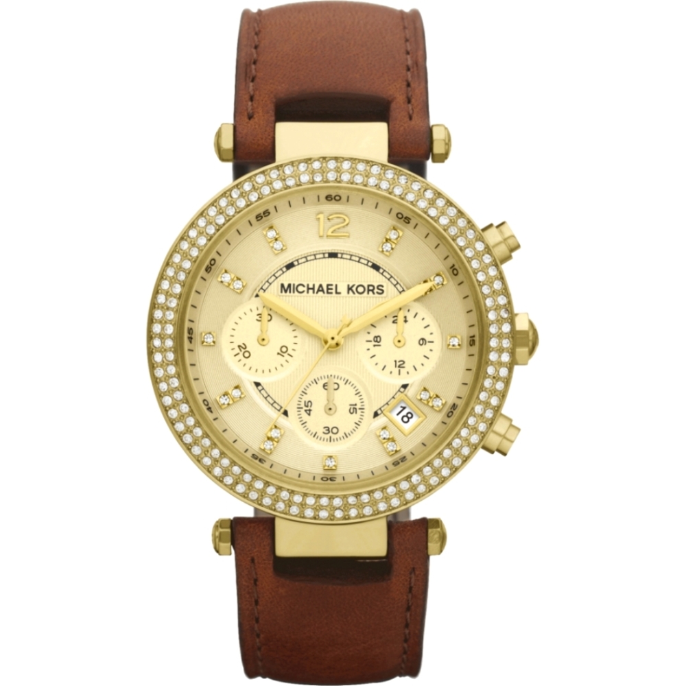 Michael Kors Women's Parker Chocolate Leather Chronograph Watch